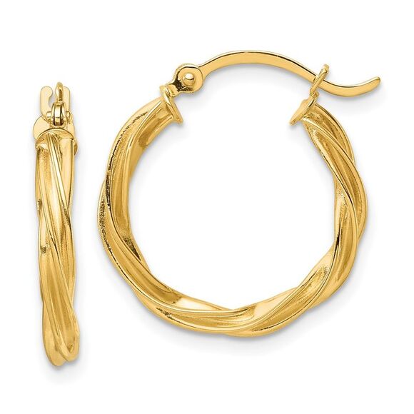 10K Yellow Gold Polished Twisted 2.5mm Hoop Earrings,All Products : American Fashion Style Bags On Sale